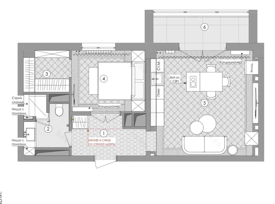 莫斯科54平米带意大利风情的公寓设计丨俄罗斯莫斯科丨设计师泰阿·托洛尔多娃-29