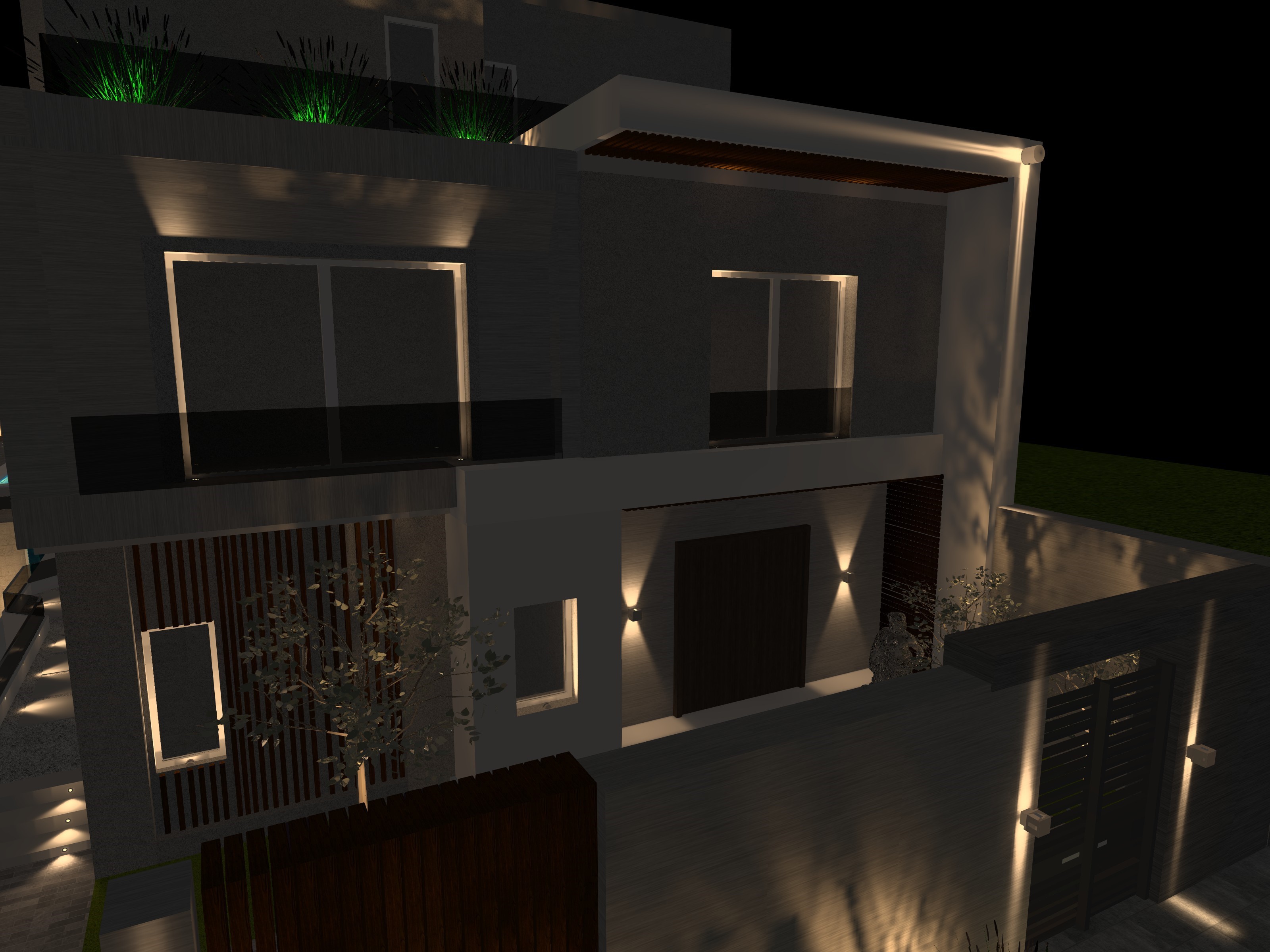 Private Villa Facade & Landscape Lighting design-13