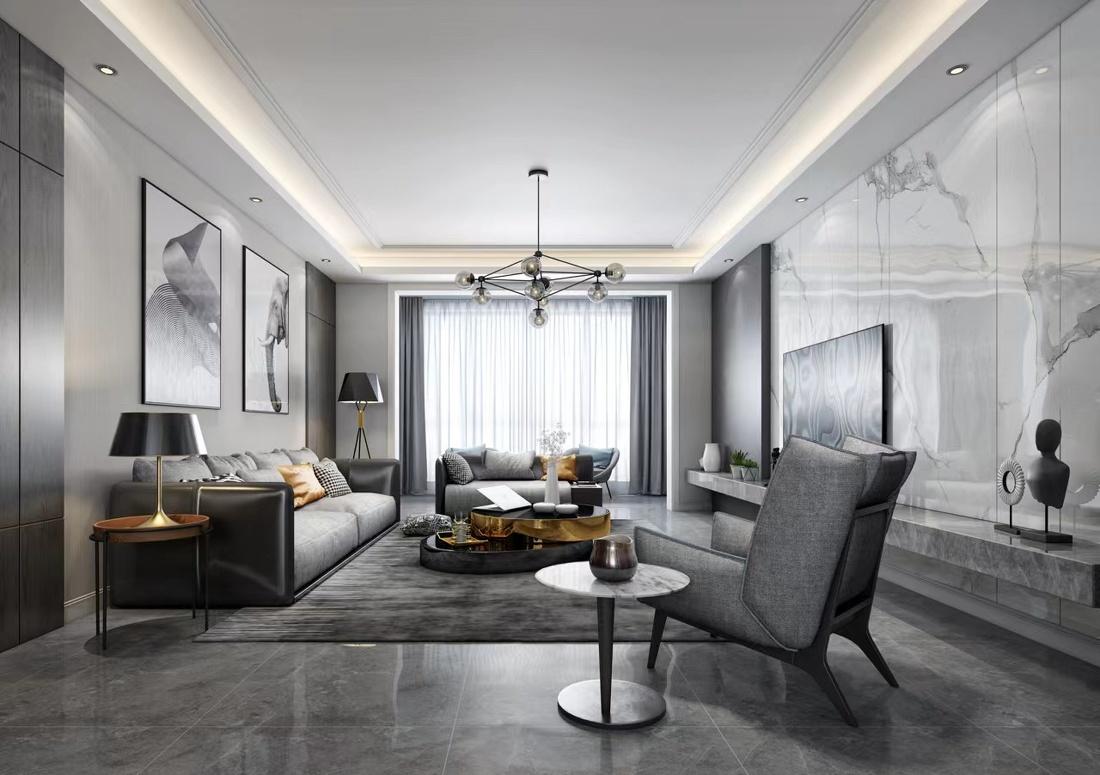 经典黑白灰现代风格客厅装修设计-6