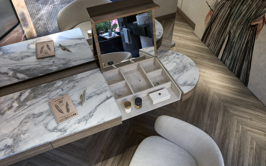 开罗主卧及开放式浴室与全景浴缸设计丨埃及开罗-11