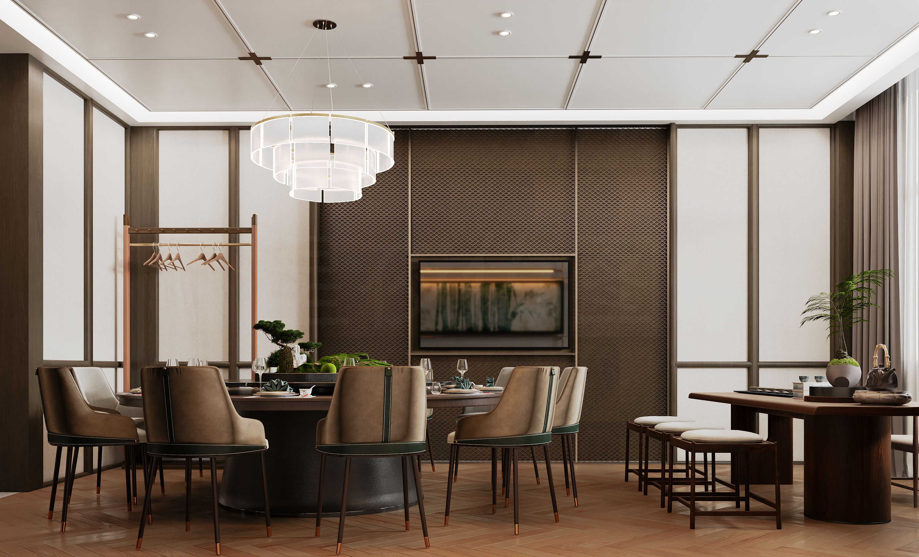 餐饮空间-轻奢饭店包间表现-4