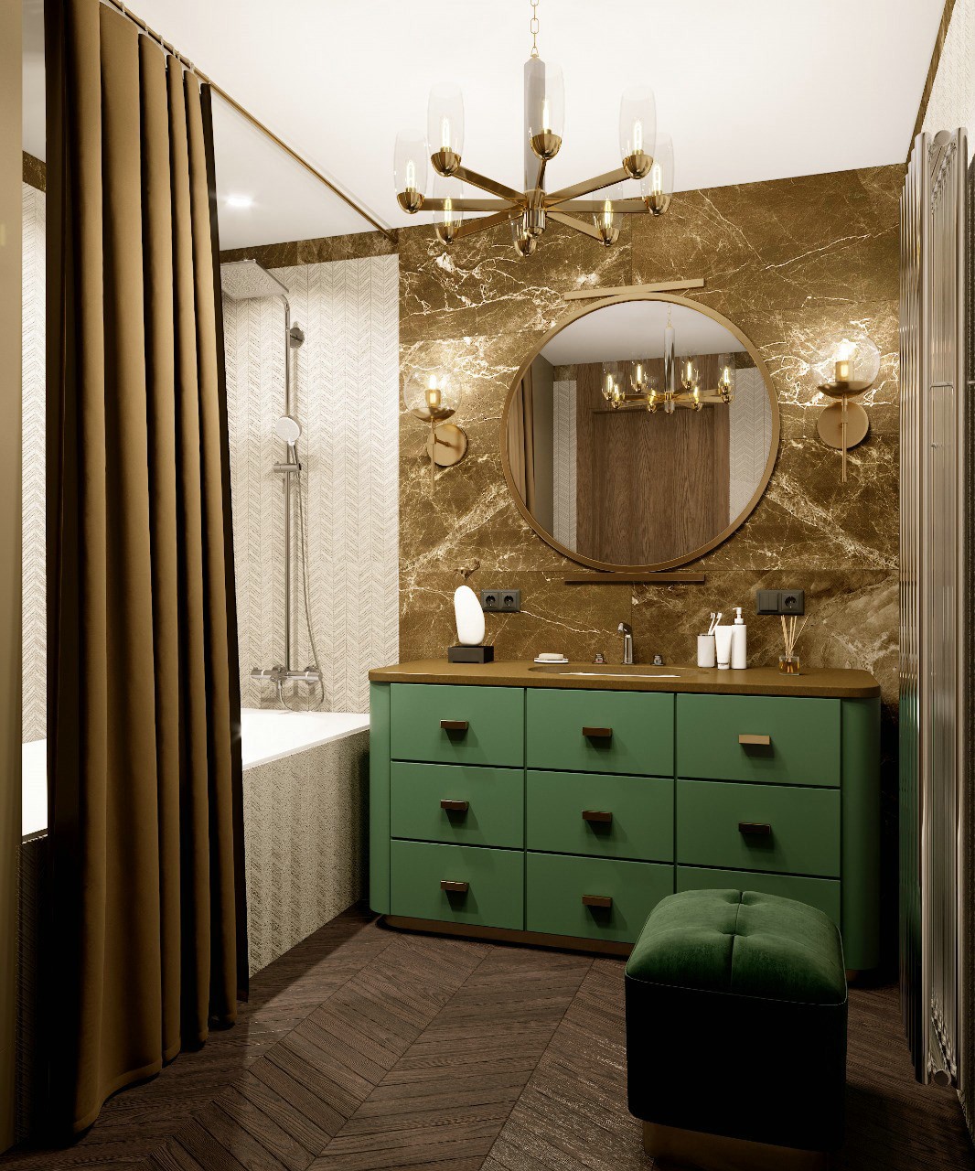 现代轻奢绿色公寓，极简之境的国外小户型设计-14