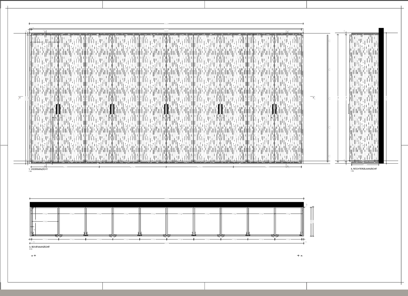 Technical drawing and 3D visual design of the wardrobe-1