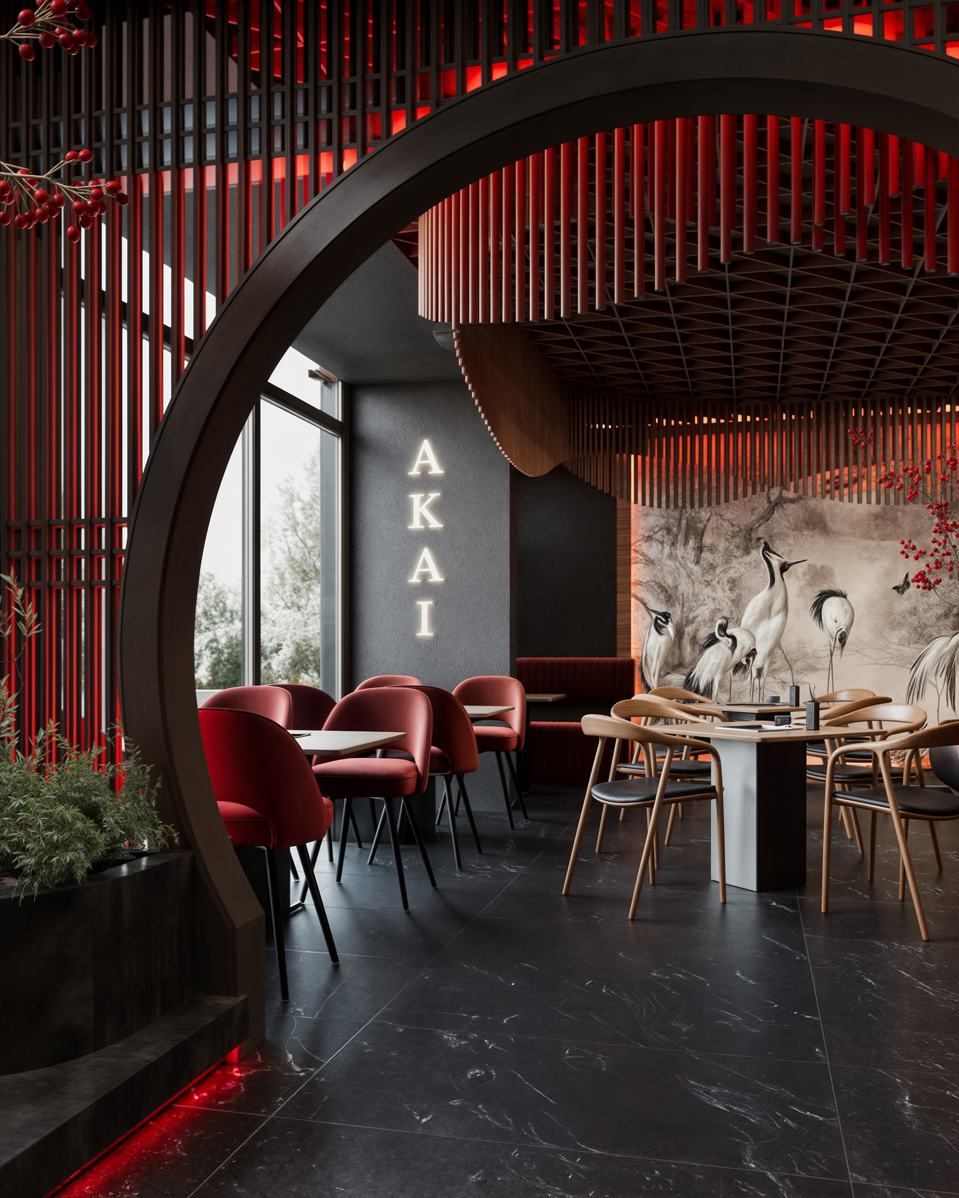 赤井餐厅酒吧（注：AKAI可能是人名、地名等特定名称，若AKAI有特定含义，需根据实际情况调整翻译） 丨德国柏林丨A  Plus Team-29