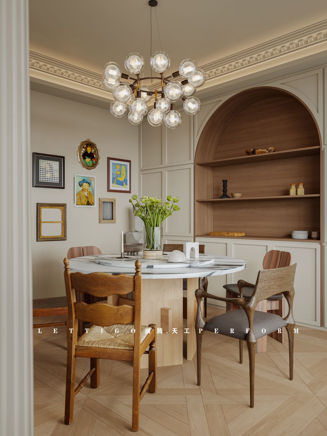 微微的复古气息增添了轻法式客厅的松弛感-13