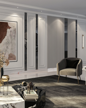 带厨房的新古典风格接待室