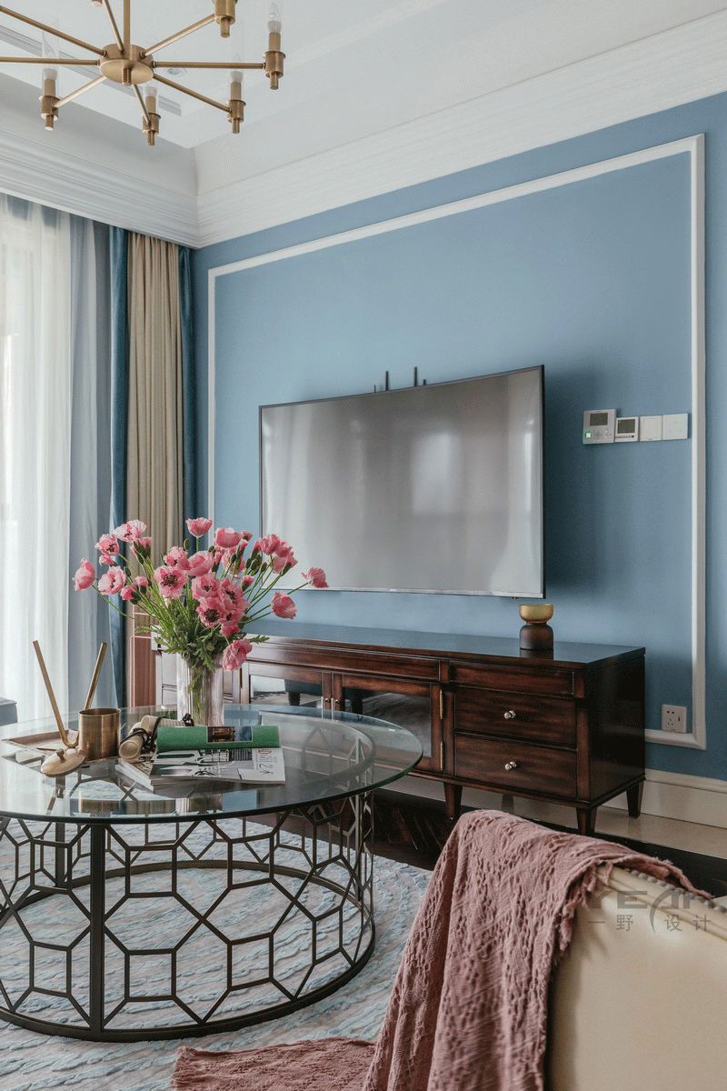 中南雅苑 | 140m² | 美式风格 | 奶油蓝与火烈鸟粉的完美融合-10