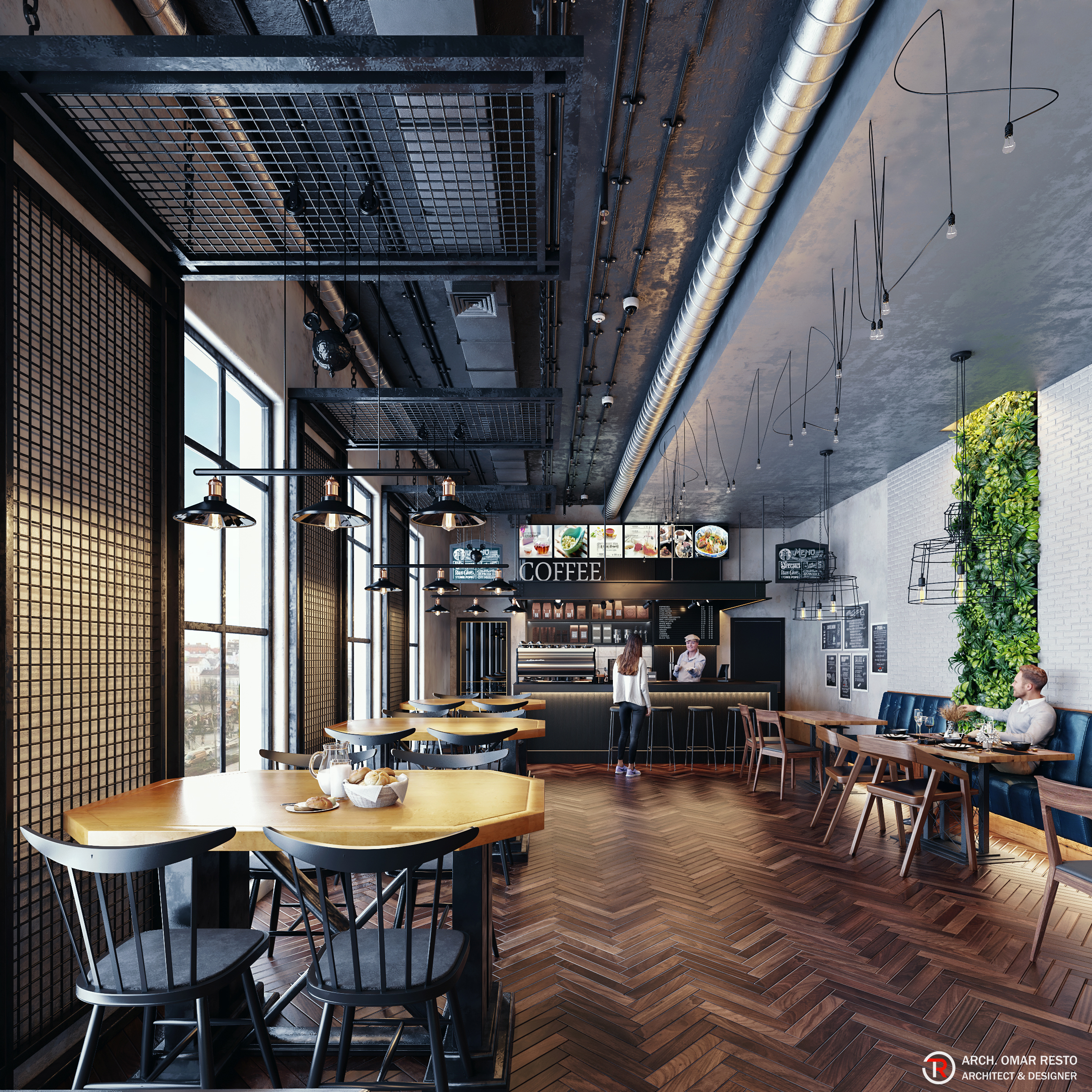 Coffee Shop design - Industrial style-1