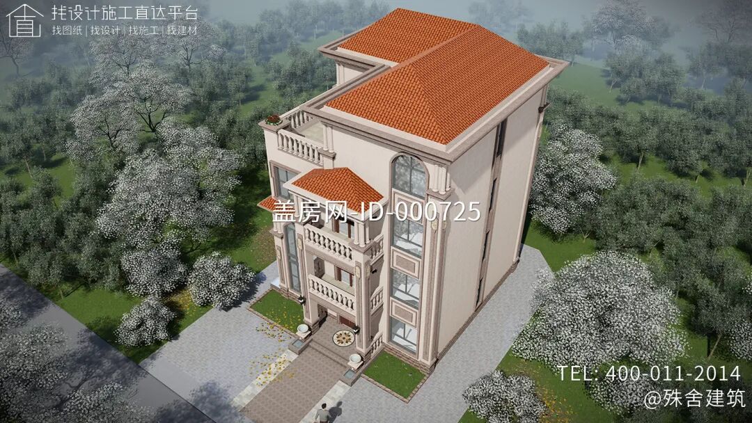 【设计师案例】土建参考造价92万，面宽9.6m×进深9.4m广东湛江四层欧式别墅-43