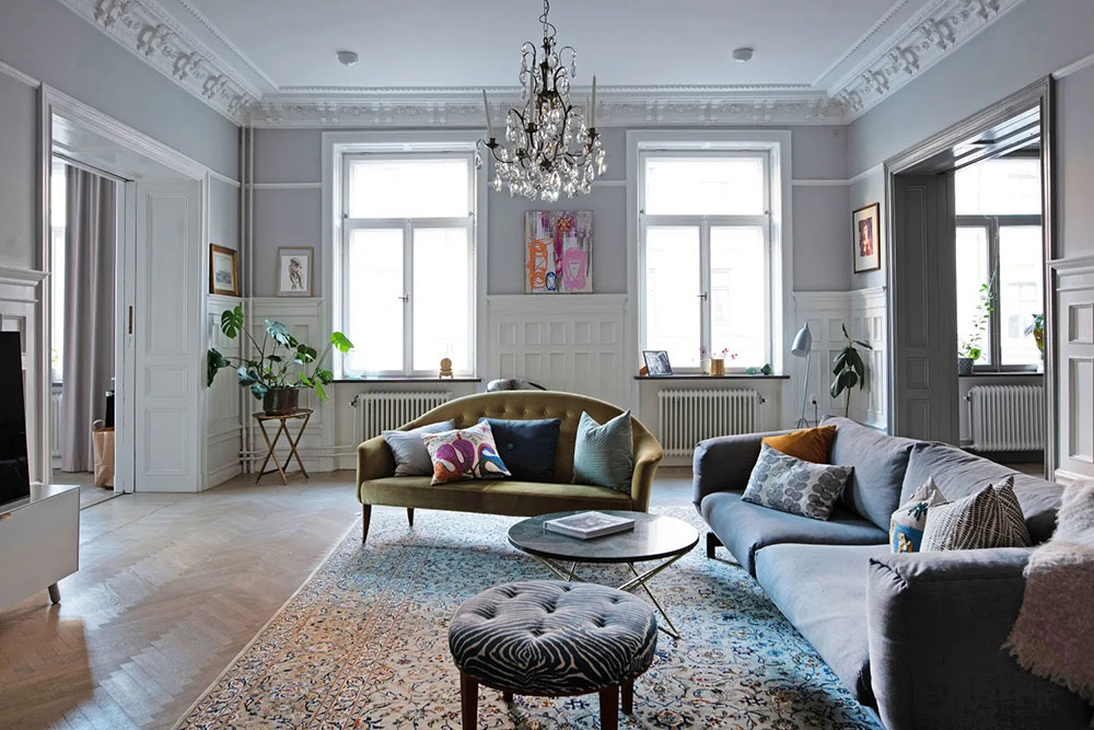 瑞典斯德哥尔摩古典与现代融合的宽敞公寓-3