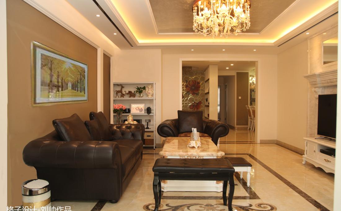 刘帅打造简欧三居室,弧形马赛克拼花、假壁炉增添欧式风情-4