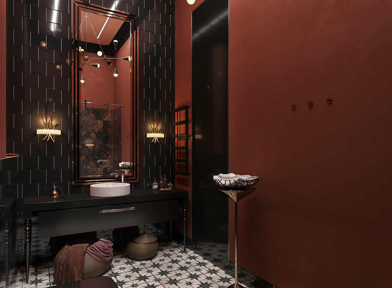 莫斯科高级灰橙色空间设计-61