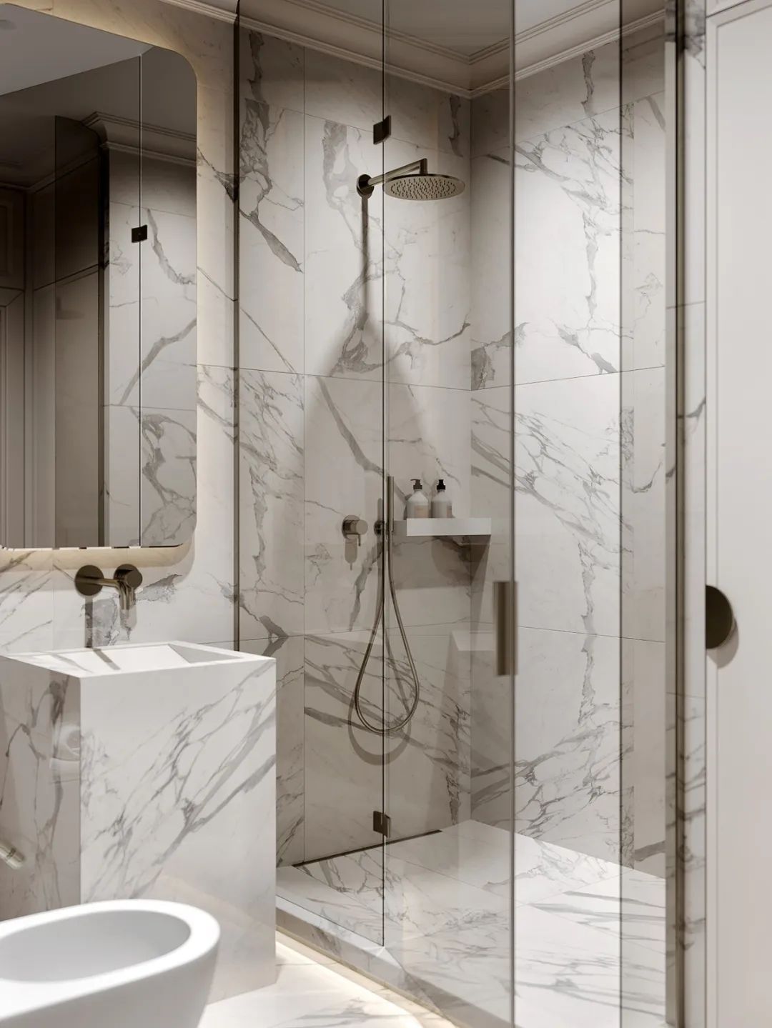 奶油色调黄铜细节,打造 120㎡精致高雅空间丨MARTA SHPACHENKO-24