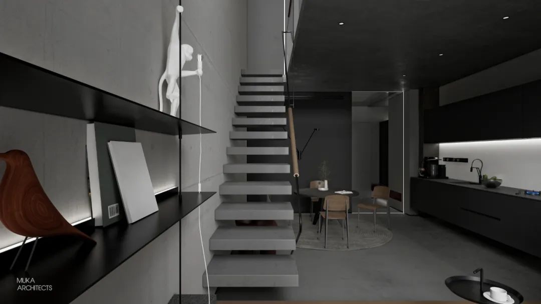 黑 Loft · 摄影师的极简诗意居住空间丨中国河北丨上海木卡建筑设计有限公司-4