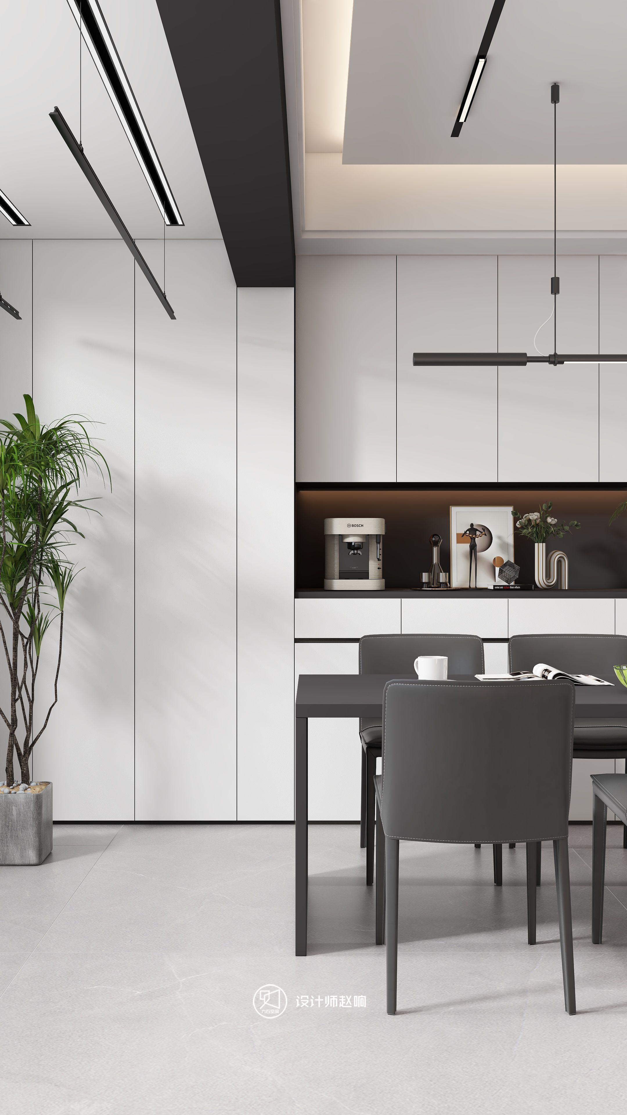 135㎡黑白灰风格住宅设计-15