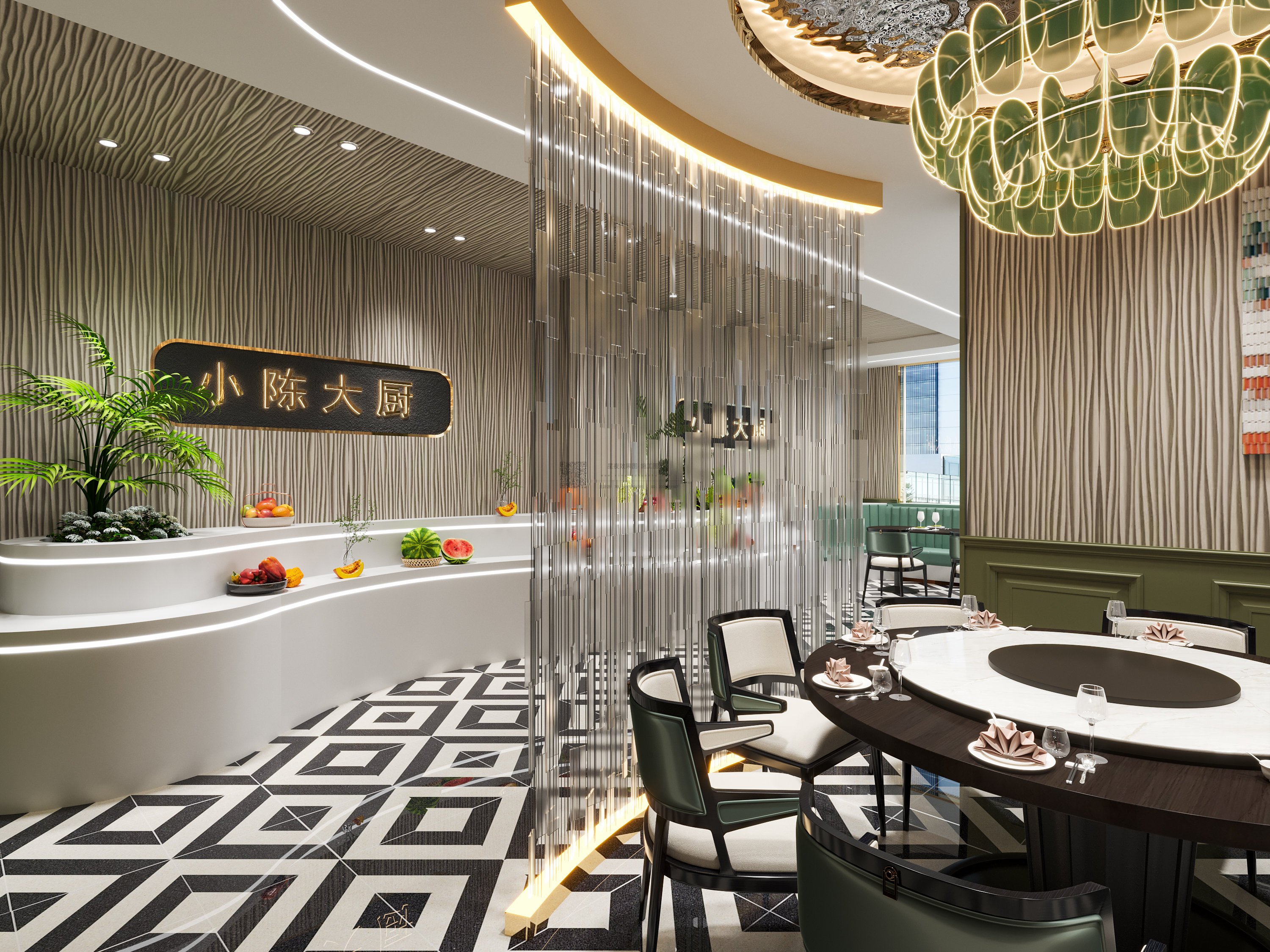 中餐空间圆形设计也有法式的浪漫-2