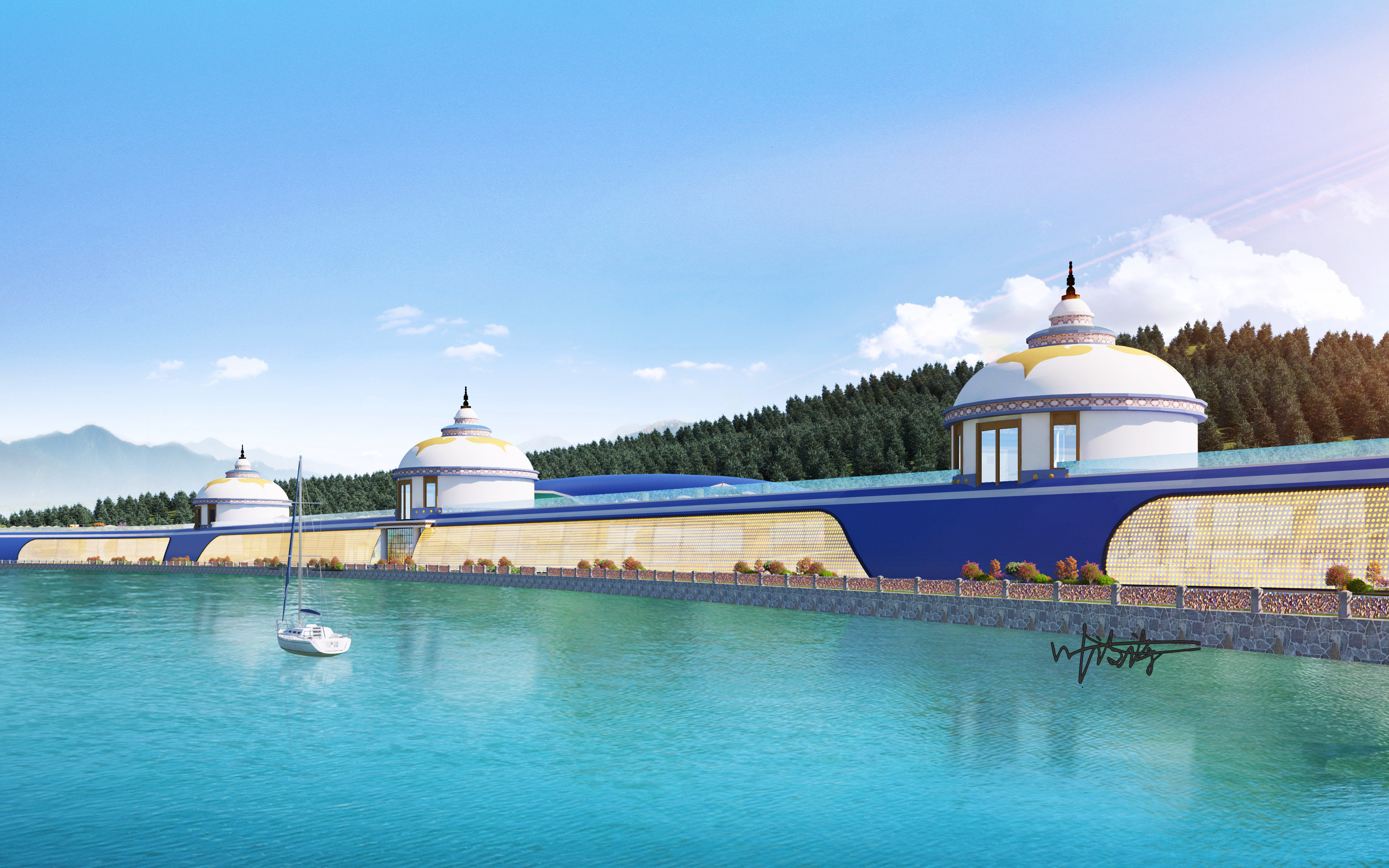 室外效果图|蒙古规划透视-0