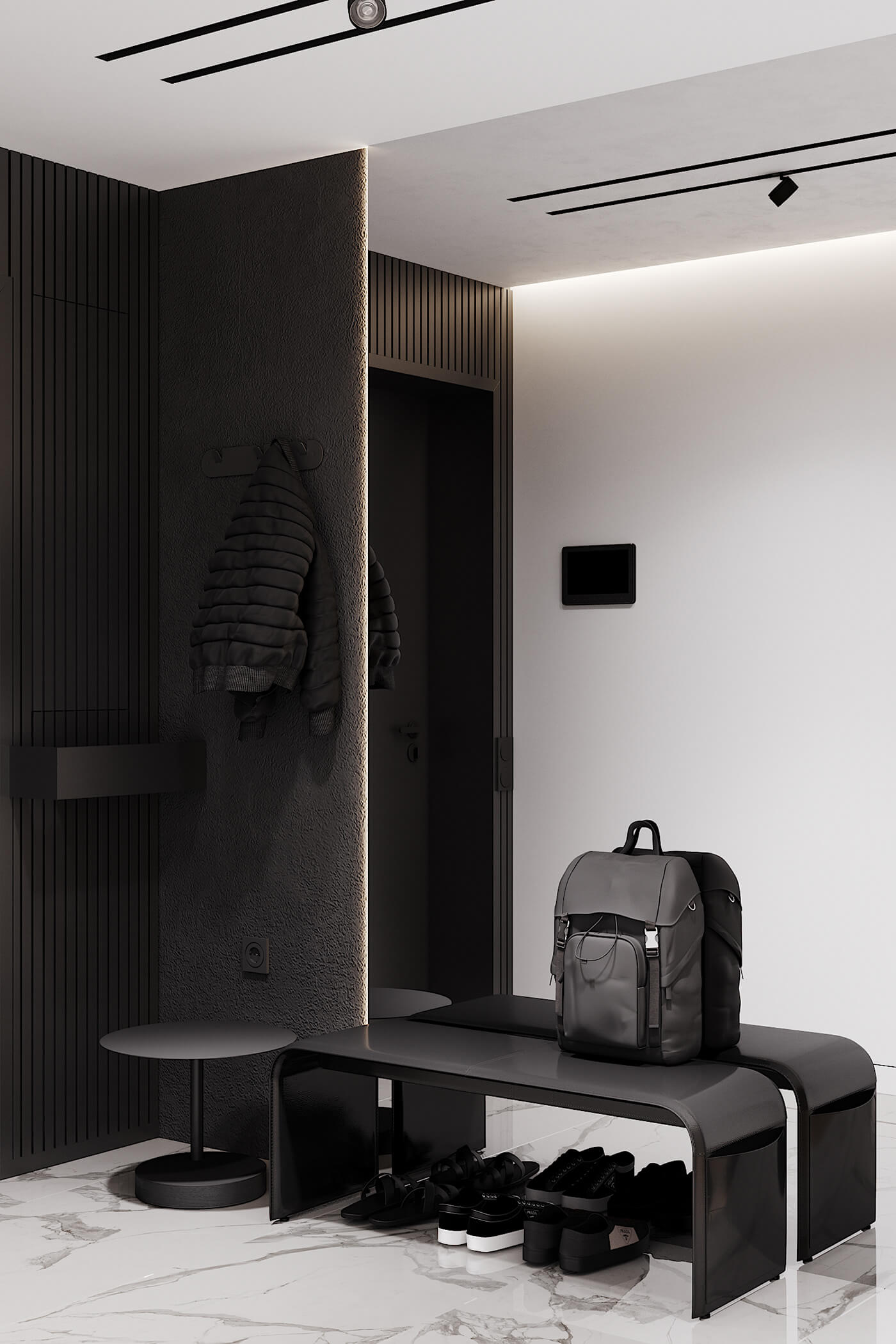 127㎡住宅设计，黑白灰+原木，超有魅力！-2