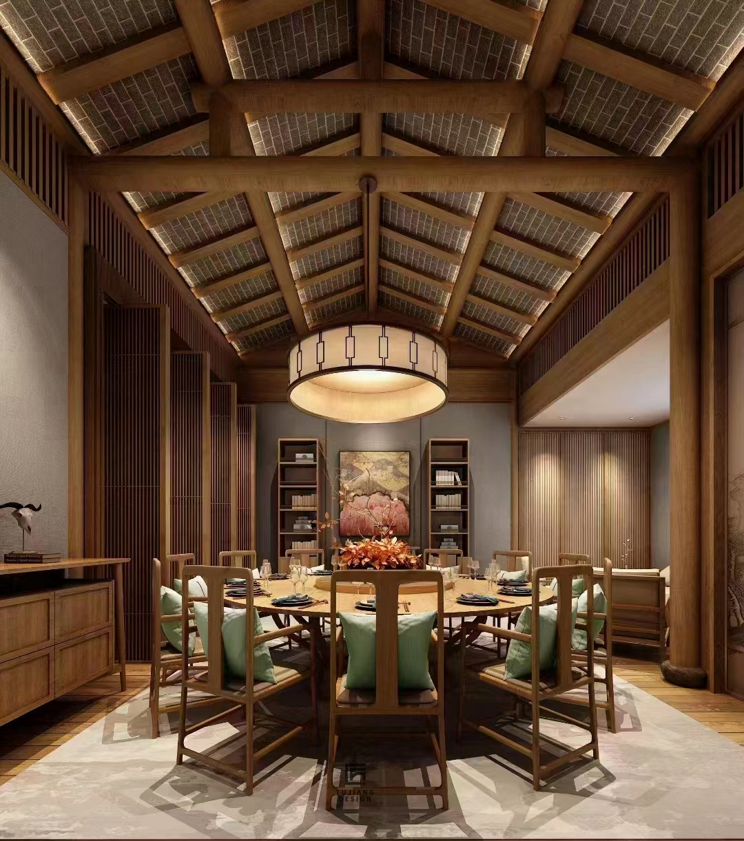 工装中式酒店设计案例｜古风雅韵融合现代奢适-4