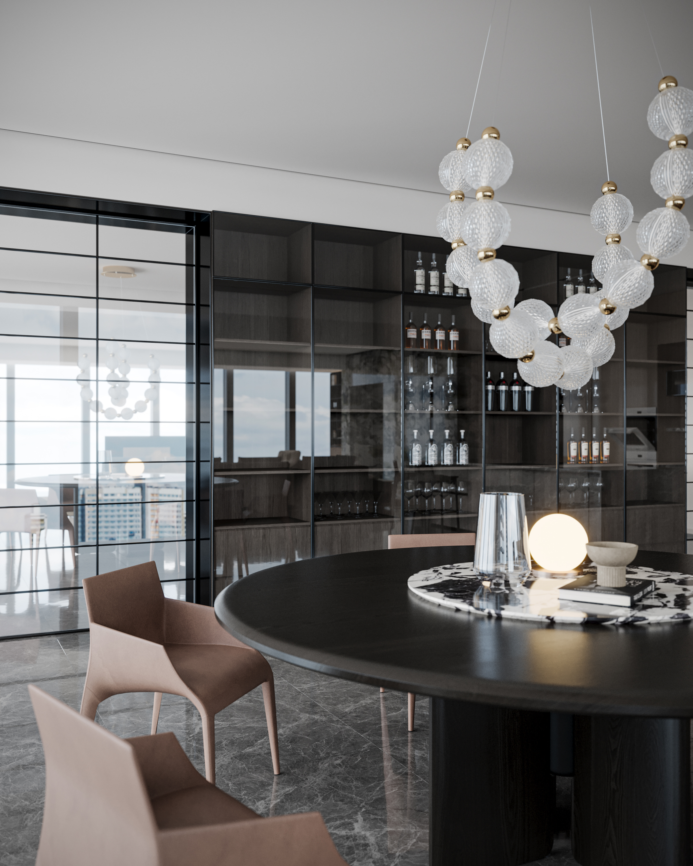 现代风格大平层家装效果丨冈舍效果图表现-19