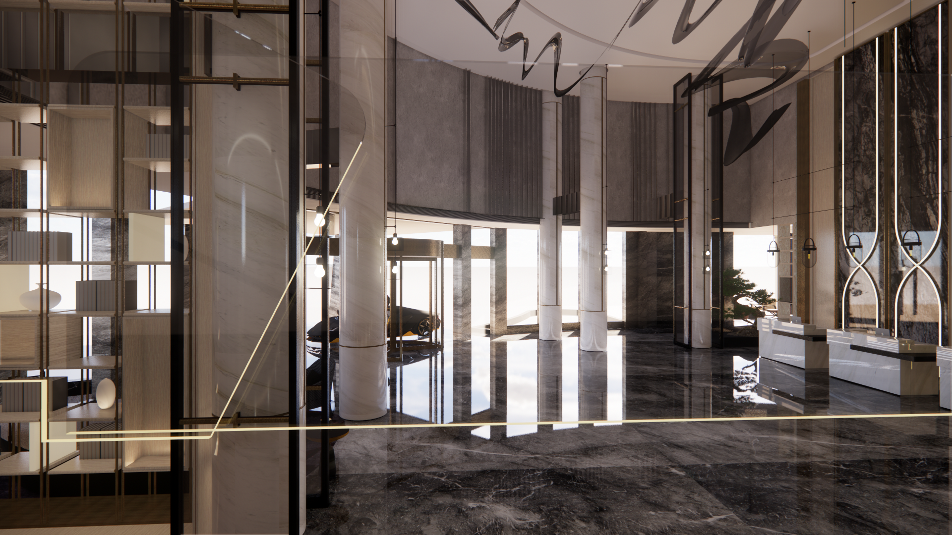 The hotel is designed with grey marble 灰色石材-9