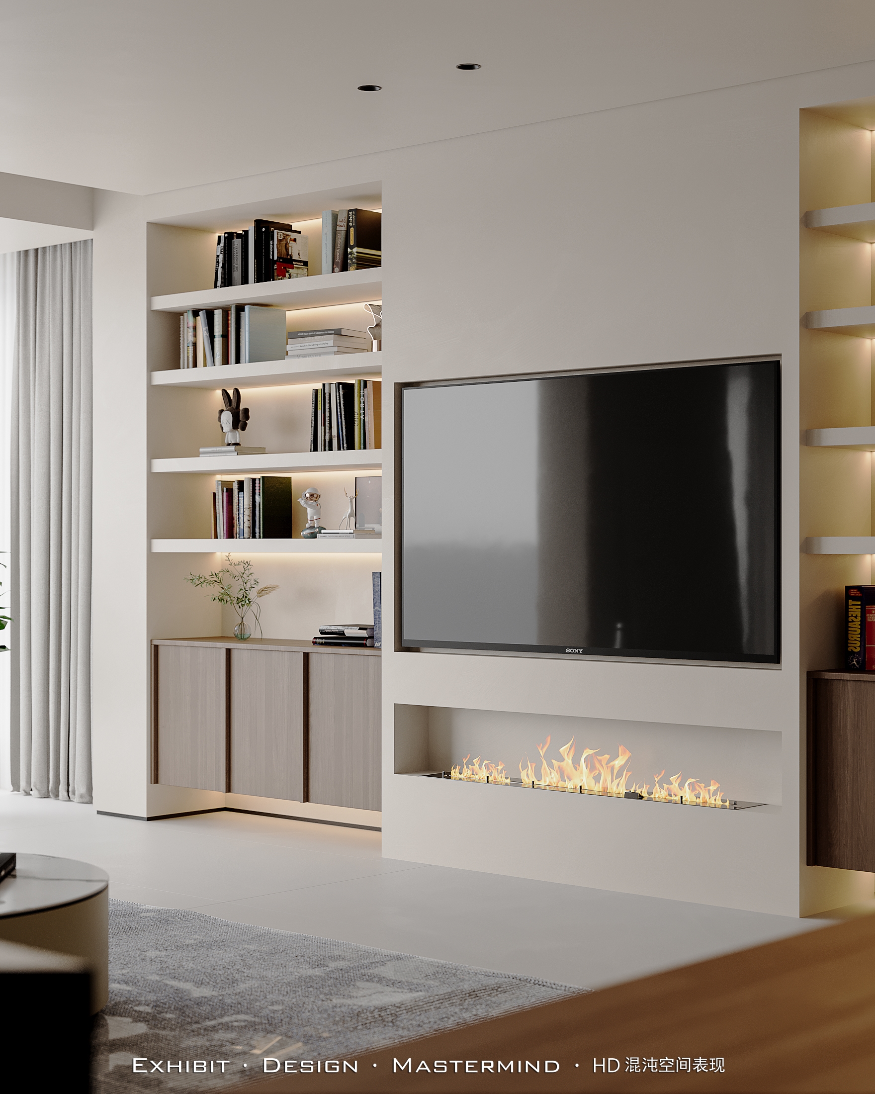 诧寂美学平层客餐厅效果丨混沌空间视觉表现-3