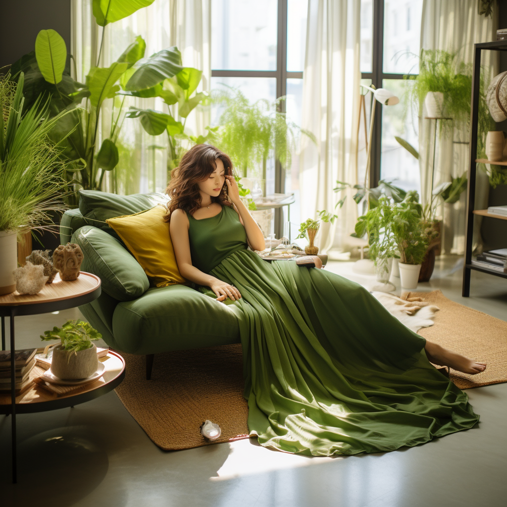 绿色沙发模特-9