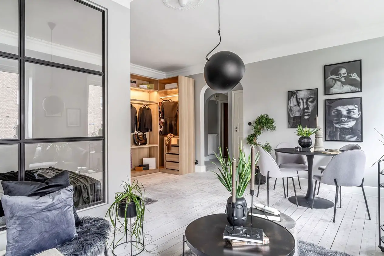 瑞典城市大型工作室公寓的完美改造-5