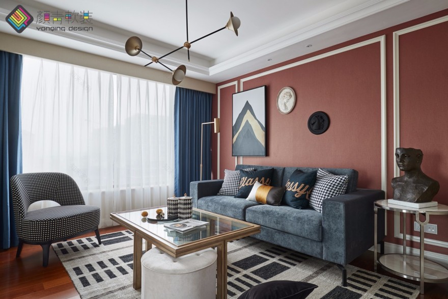 “色”非色——100m²现代美式混搭风住宅 辰佑-颜青软装-3