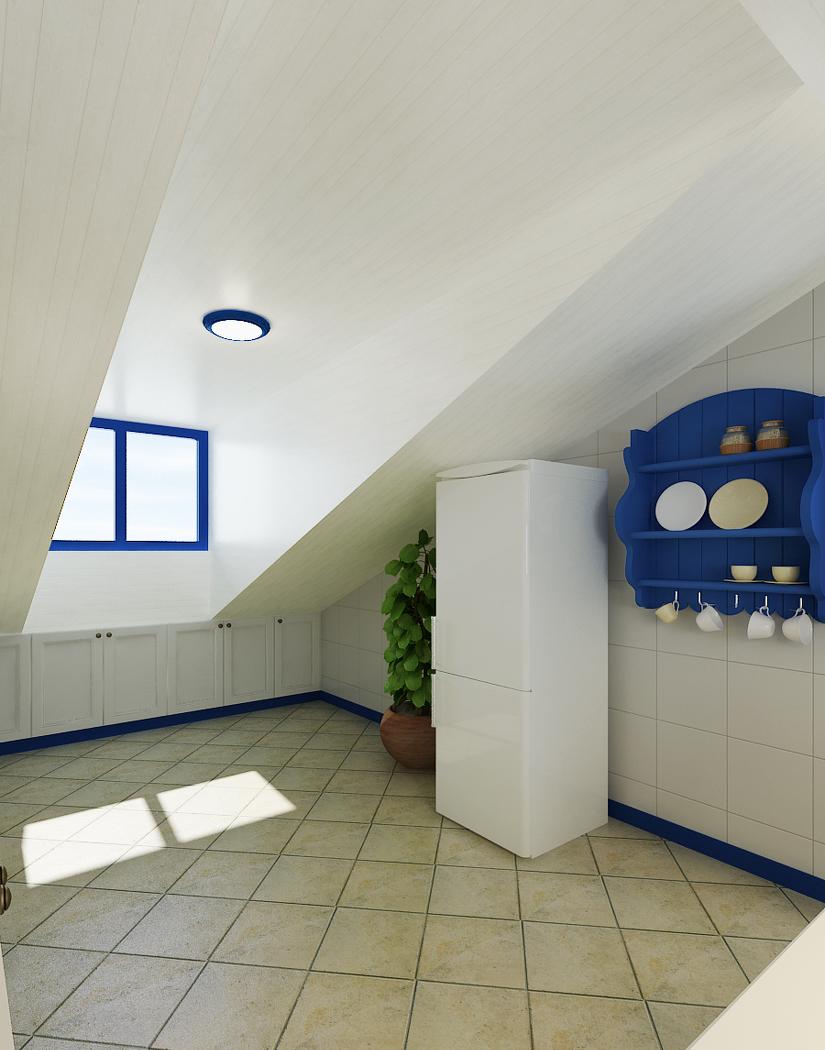 
蓝色经典—吉林市地中海阁楼样板间设计 -6