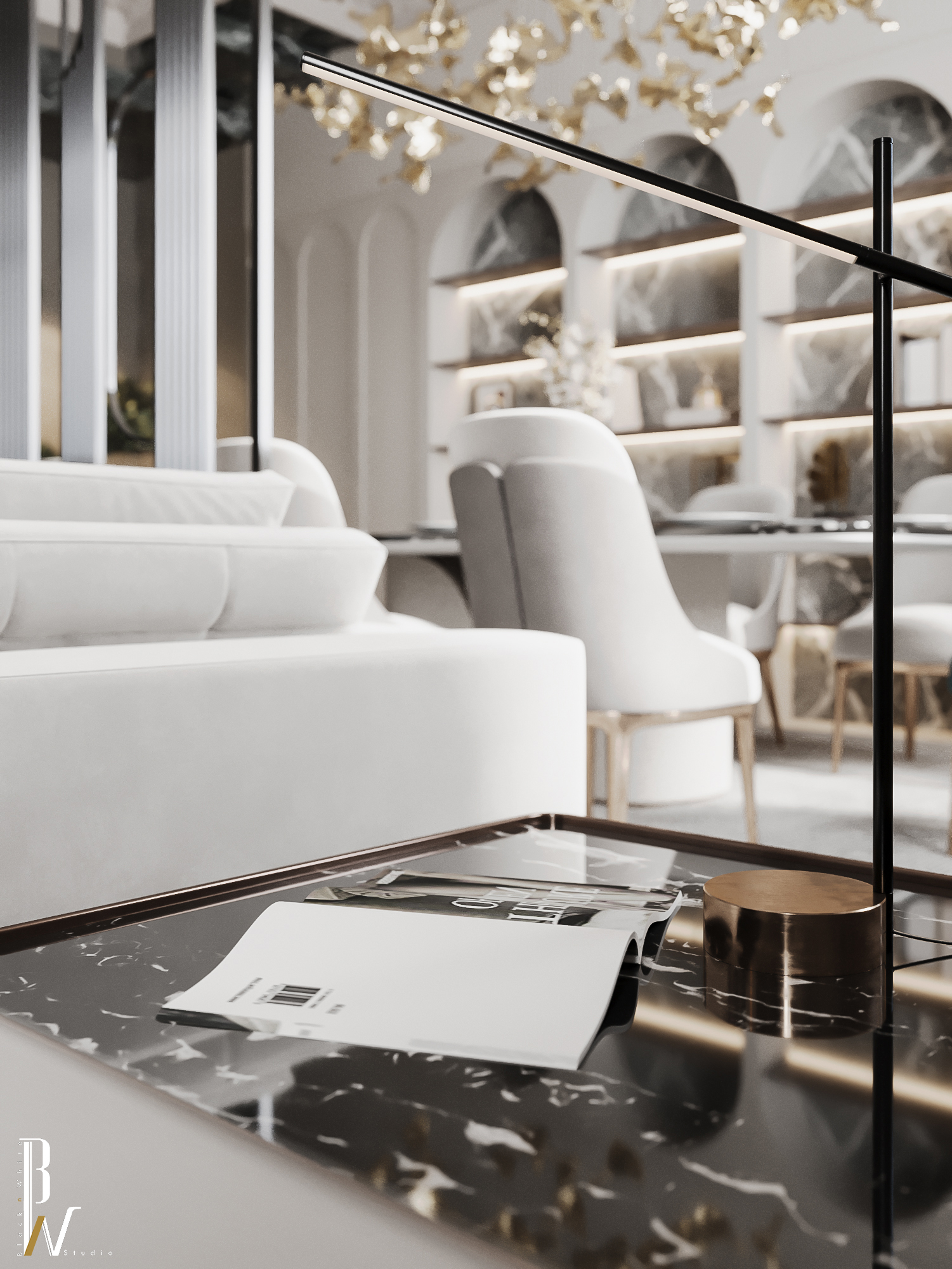 主厅设计丨沙特阿拉伯丨Black N White-27