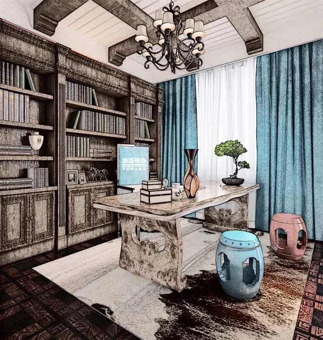 康盛装饰┃180㎡美式复古私宅·一步一景的视觉盛宴-84