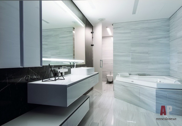 现代黑白调家庭公寓的极简风设计-31