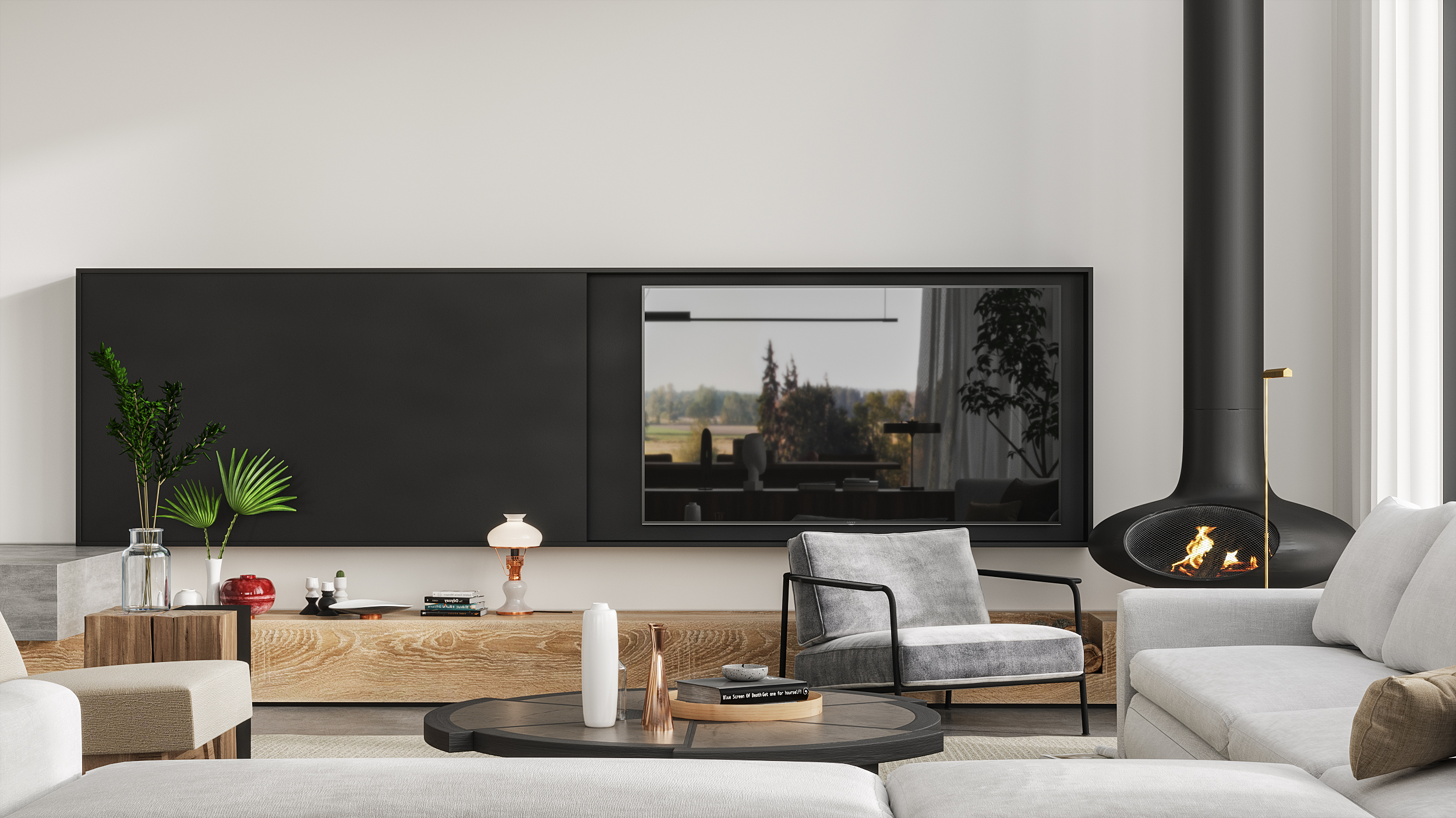 现代侘寂轻奢客厅设计-15