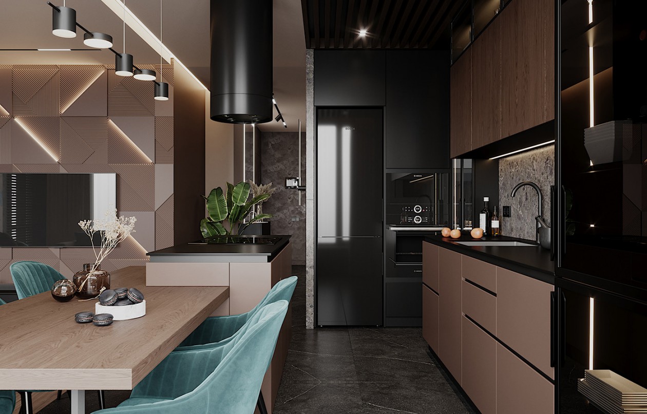 80㎡深色系公寓，隐匿于生活中的美好-13