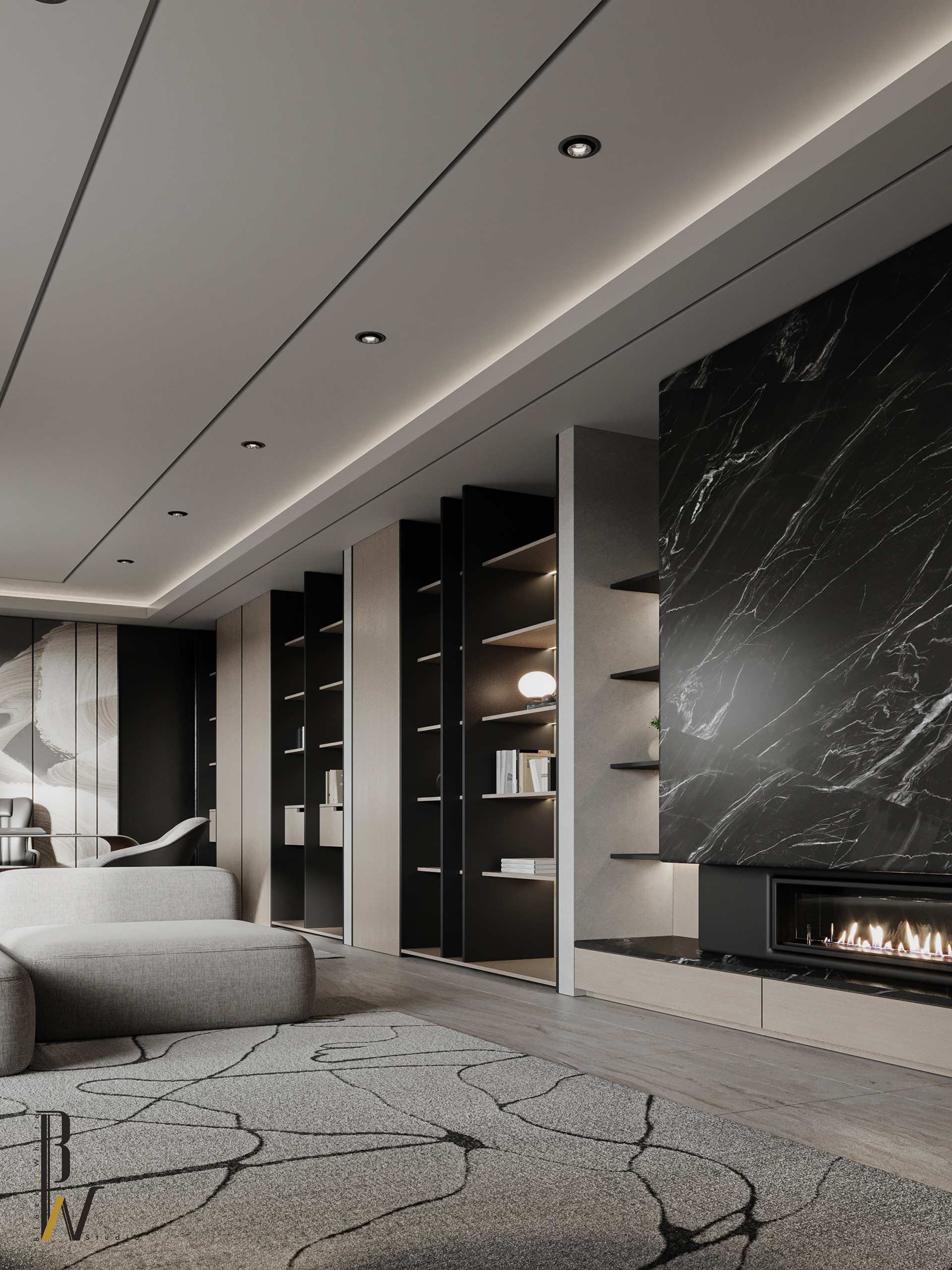 Home Office 设计丨加蓬丨Black N White-9