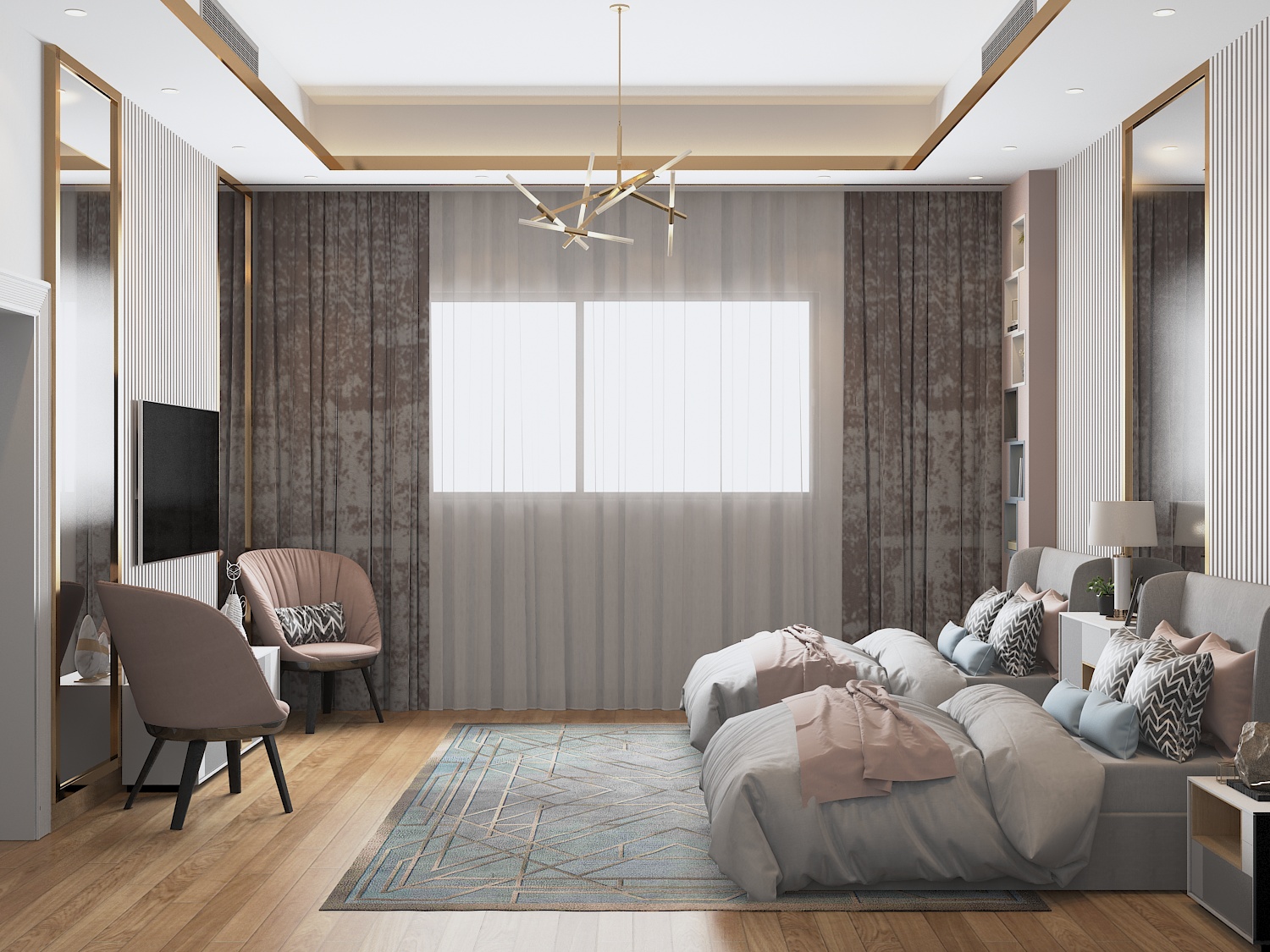 Girls Bedroom With Dressing and Study Space-3