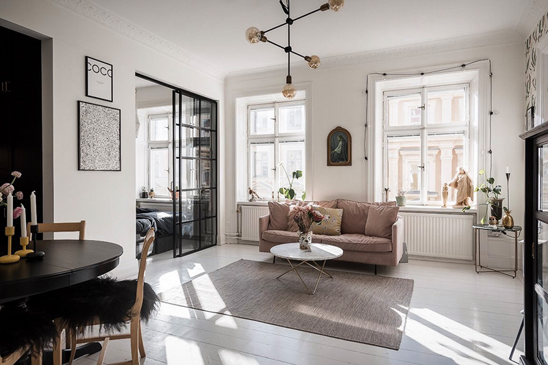 斯德哥尔摩 73 平米创意公寓 | 大胆墙纸与明亮装饰-3