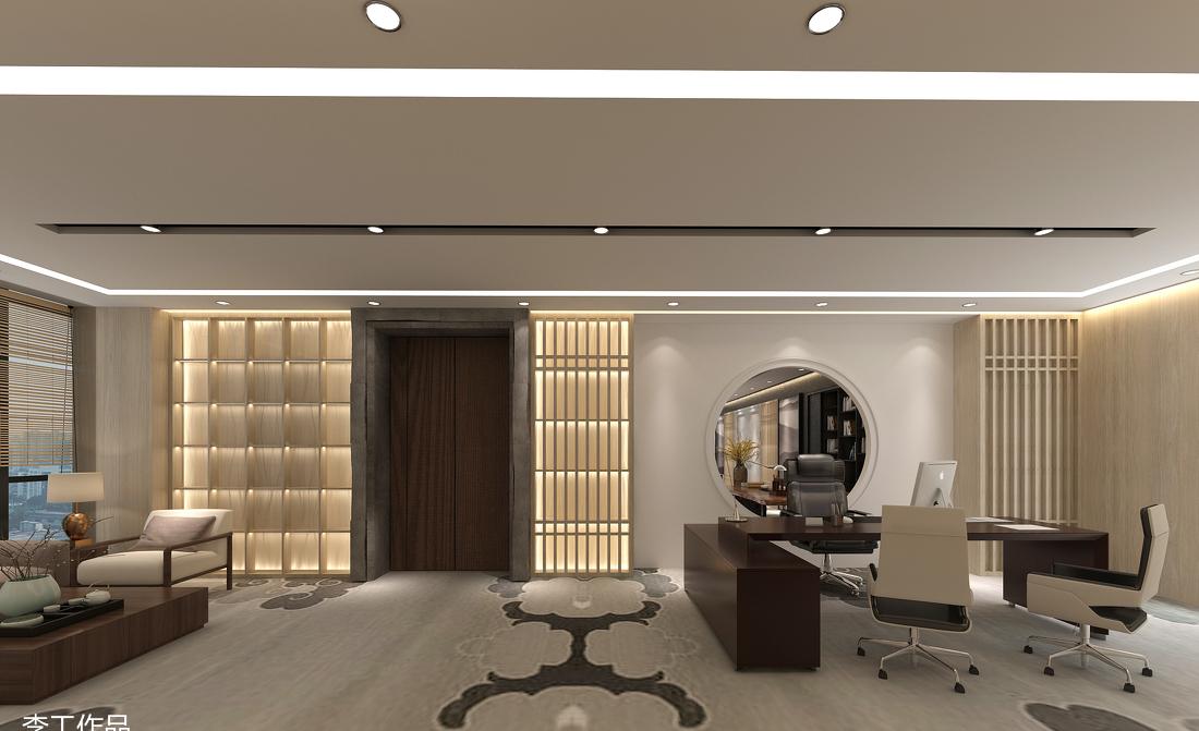 上海投资公司董事长办公室设计-5