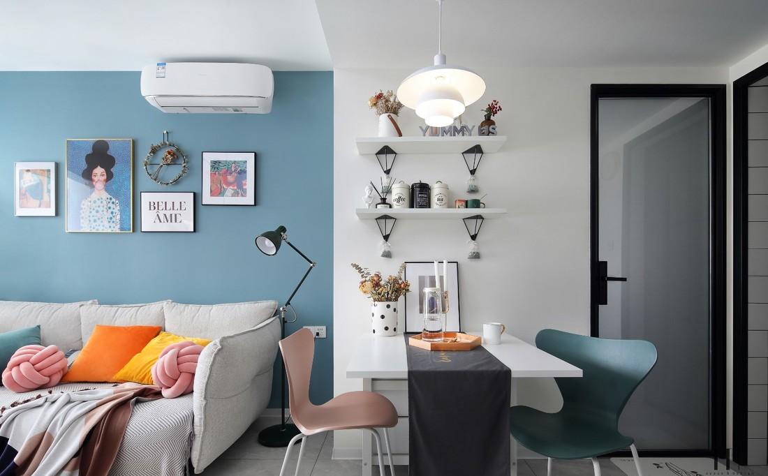 58 平米二手房重装 | 灰蓝茱萸粉的温馨小窝-18