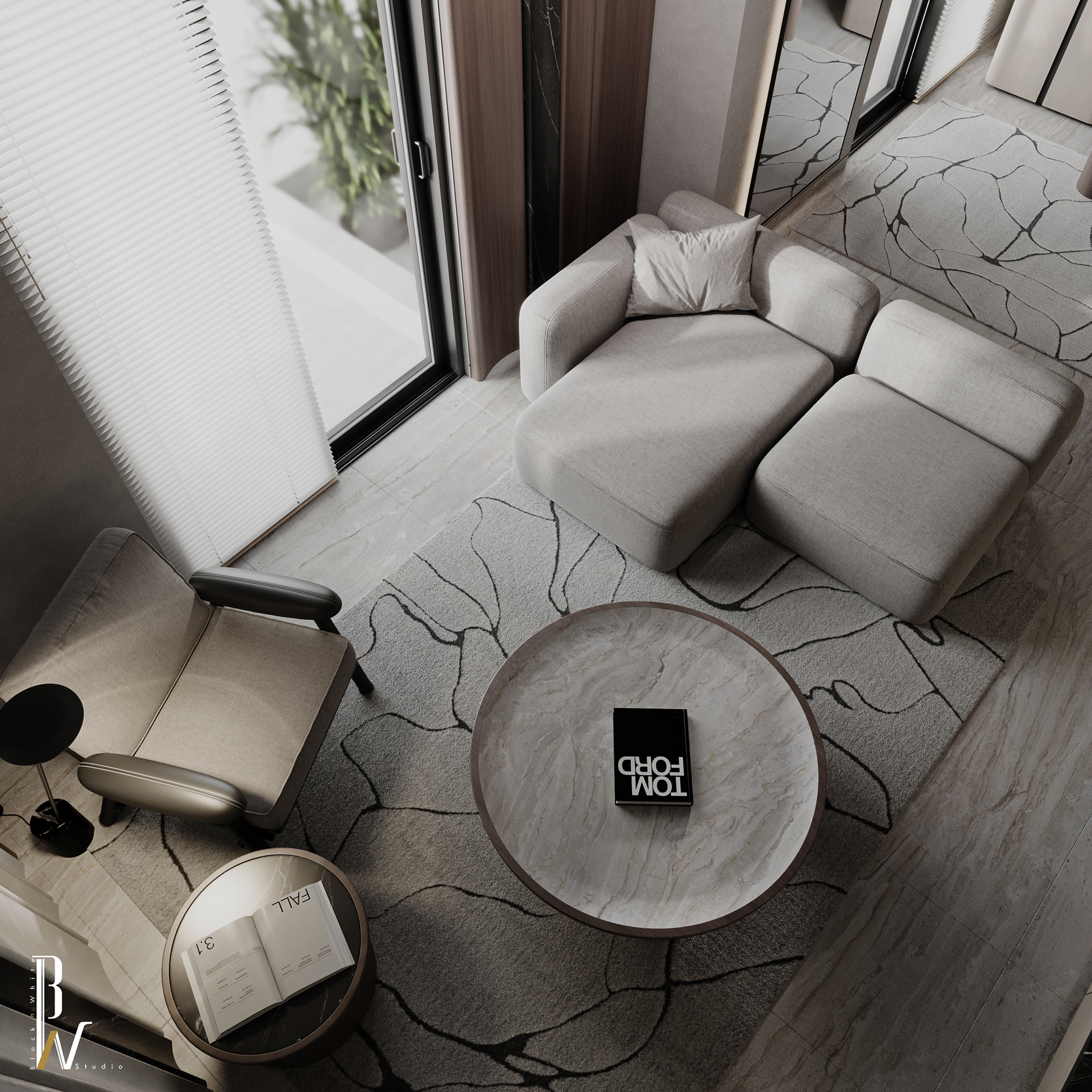 Home Office 设计丨加蓬丨Black N White-19