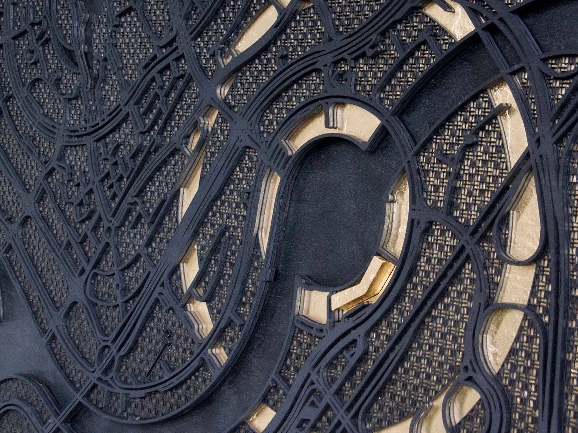 Dubai Hotel Artwork - Laser-Cut Map in Black & Gold-34