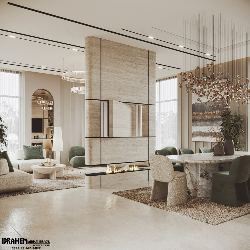 现代家庭大厅+楼梯丨IBRAHIM ABDELRAZK-1