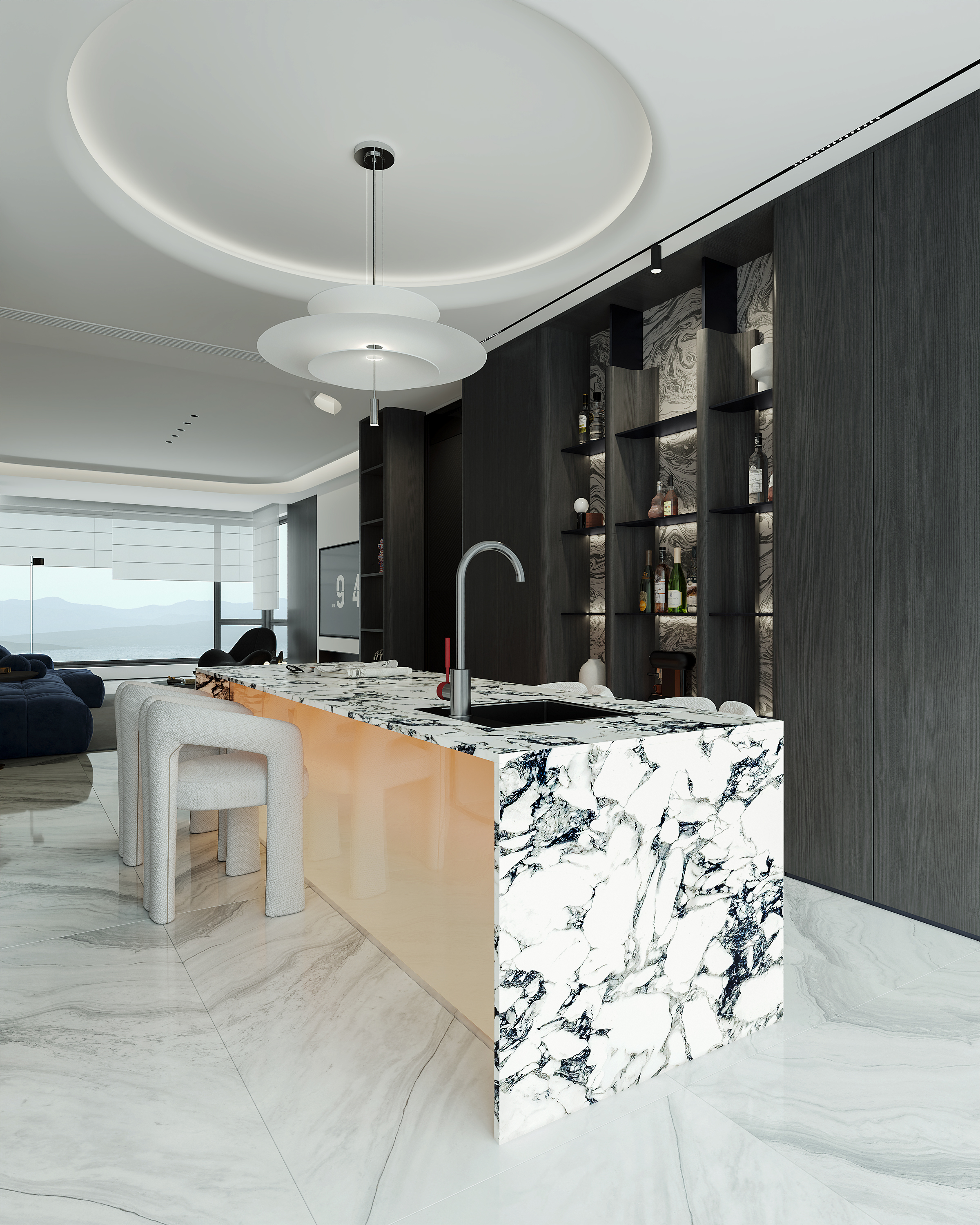 曲线与质感交织：高级感现代家居美学-4