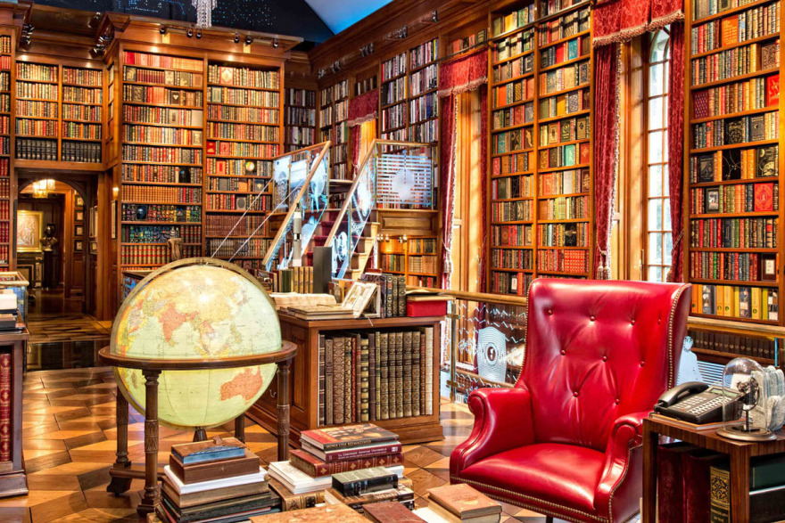 新英格兰山坡豪宅中的大型私人家庭图书馆丨美国康涅狄格丨Mark P. Finlay Architects-12