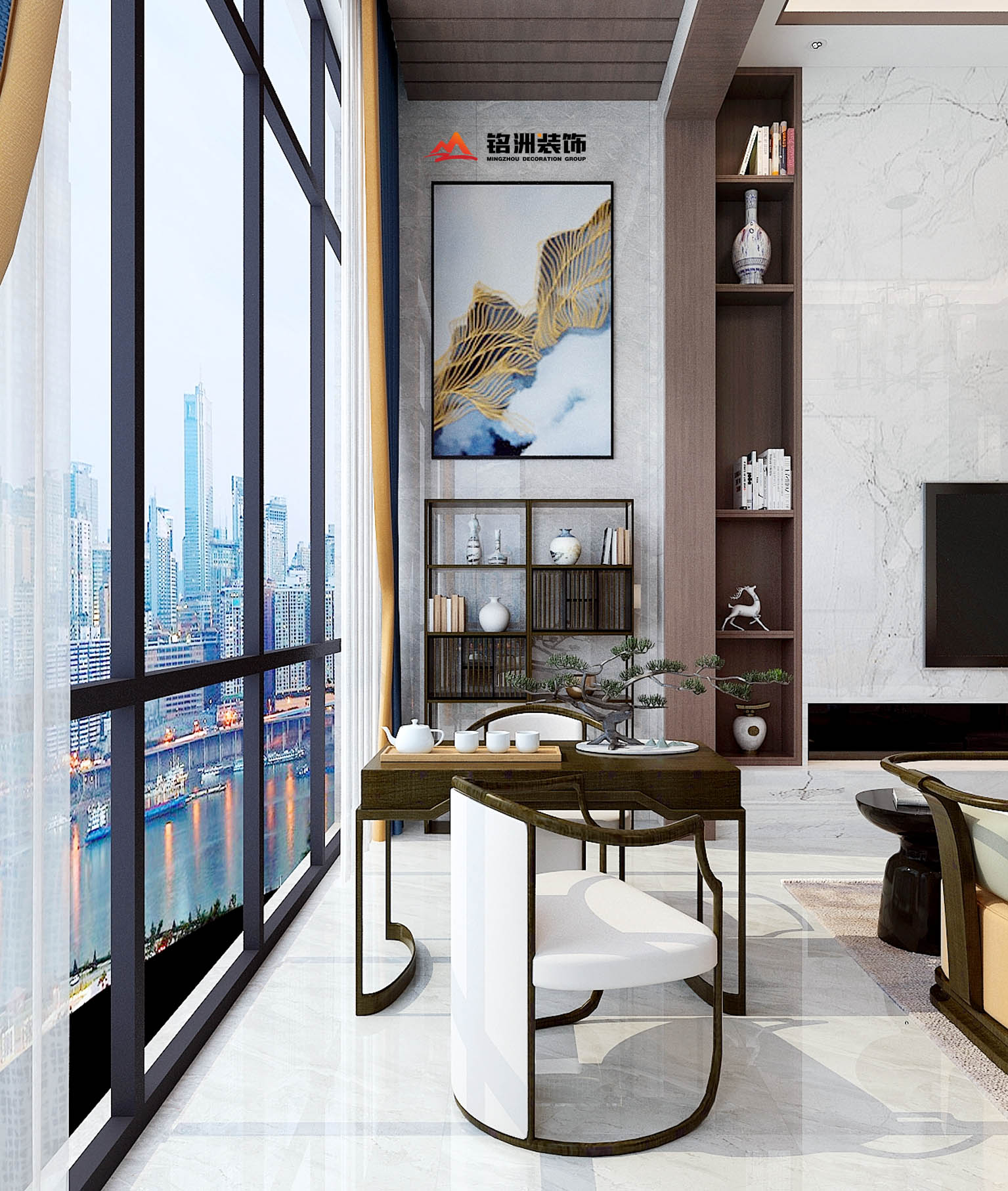 商丘建业山水湖城 252㎡顶复，东方美学的静谧表达-8