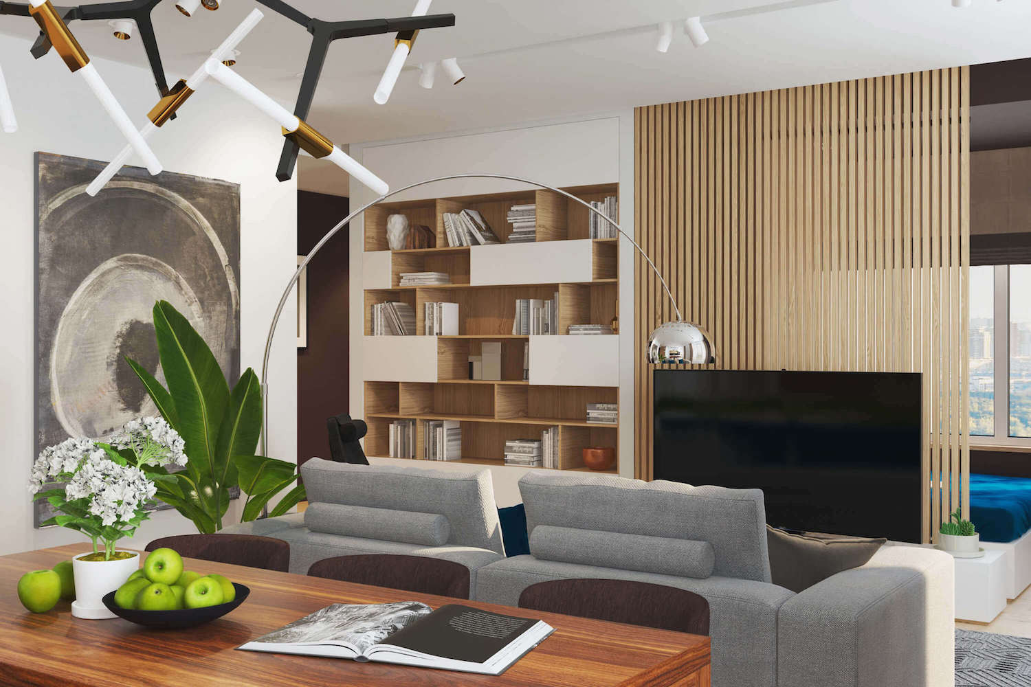 Modern two room flat designed to create an additional bedroom thanks to the vertical wood sticks   Page 2 of 2   CAANdesign  Architecture and home design blog-13