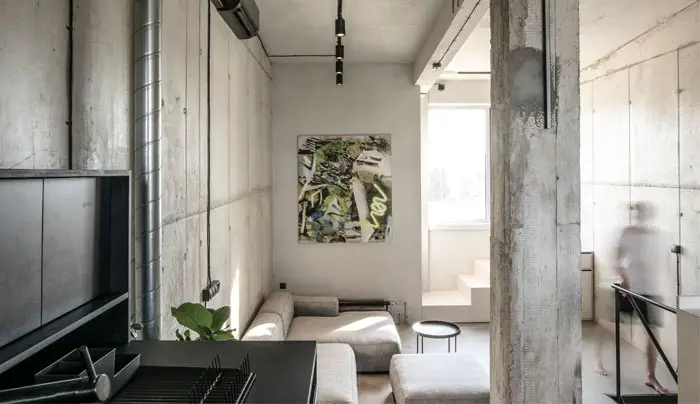 垂直 loft 工业风设计 | 混凝土、木头和金属的完美融合-3