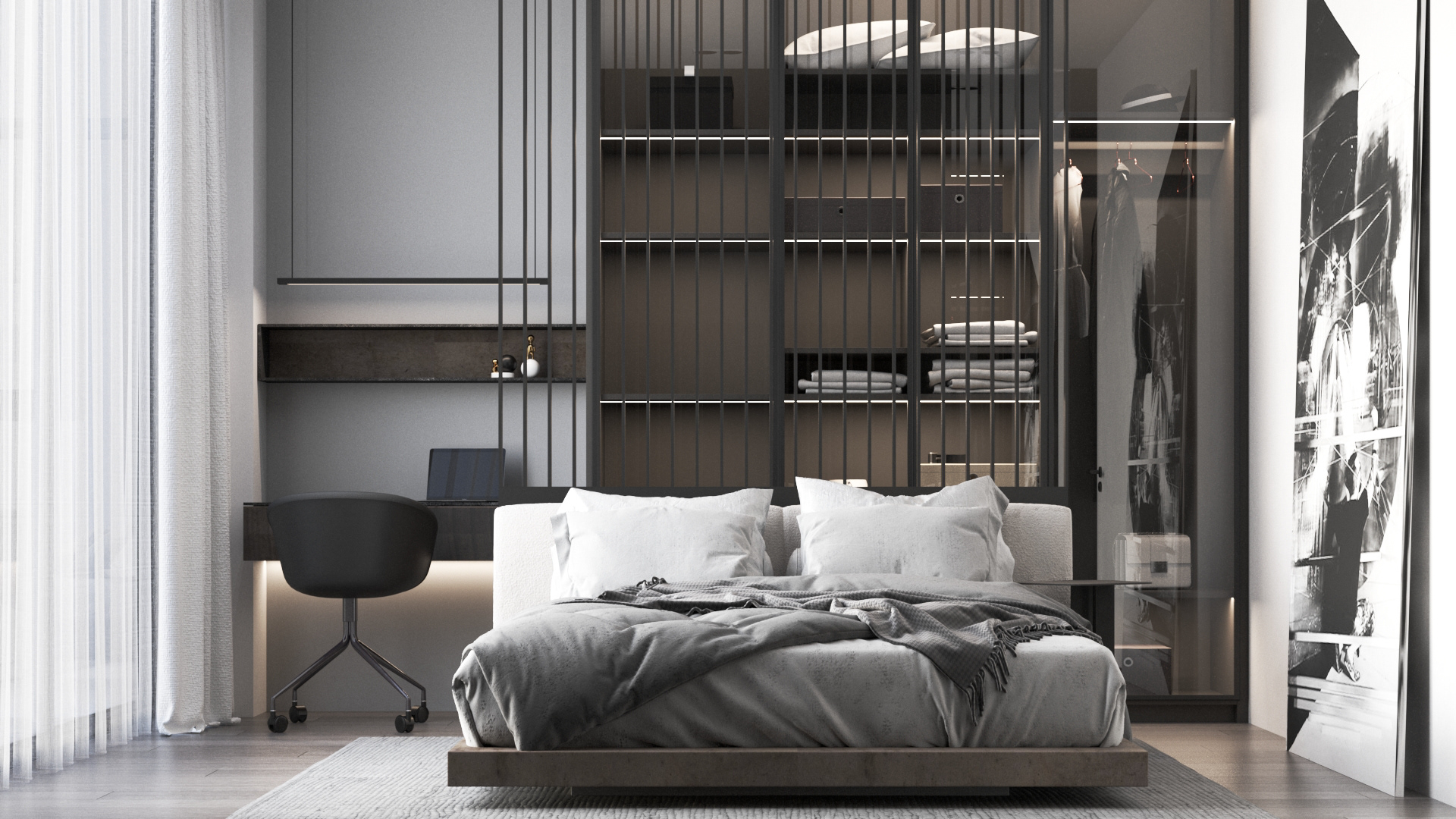 简约灰调子大空间设计-30