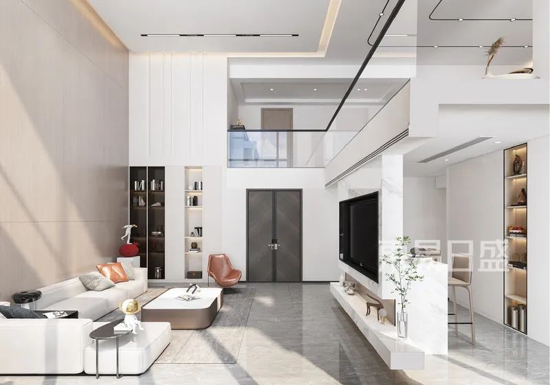 300㎡冷色调复式装修，360度无死角的美！-2